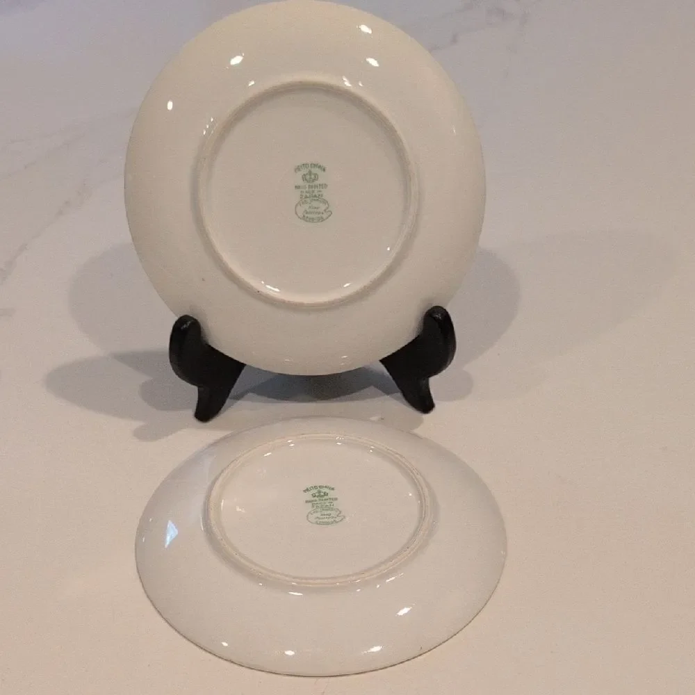 Vintage Mieto China Hand Painted Pastel Landscape Plates Set of 2 Made in Japan